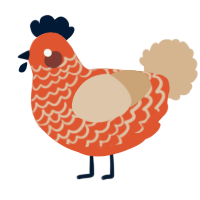 A vermilion and beige chicken with a lace pattern