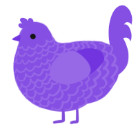 A blurple chicken with a lace pattern