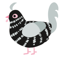 A sable and silver chicken with a bar pattern