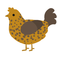 A ochre and bark chicken with a speckle pattern