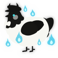 A white and black chicken with a head pattern