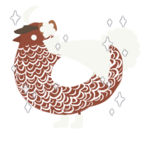 A russet and white chicken with a double-lace pattern