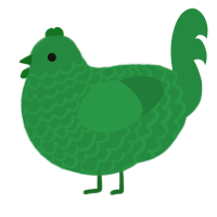 A viridian chicken with a lace pattern