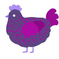 A overcast and plum chicken with a speckle pattern