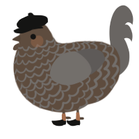 A bark and grey chicken with a lace pattern
