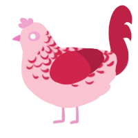 A rose and crimson chicken with a half-lace pattern