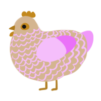A beige and lavender chicken with a lace pattern