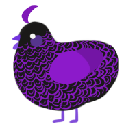 A sable and violet chicken with a double-lace pattern