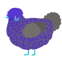 A indigo and grey chicken with a double-lace pattern