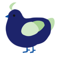 A navy and gluppy chicken