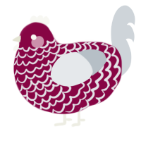 A maroon and mist chicken with a lace pattern