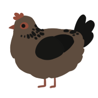 A bark and black chicken with a neck-speckle pattern