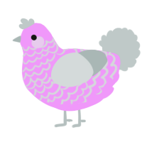A lavender and silver chicken with a lace pattern
