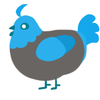 A grey and sky chicken with a head pattern
