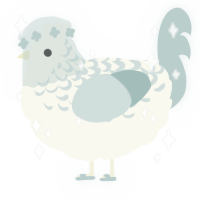 A white and silver chicken with a half-lace pattern