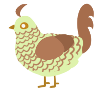 A apple and brown chicken with a lace pattern