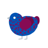 Haunted Mansion, a ultramarine and wine chicken with a speckle pattern