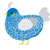 A sapphire and mist chicken with a double-lace pattern