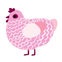 A pink and rose chicken with a lace pattern