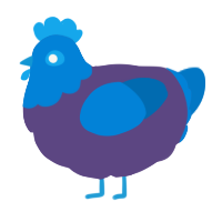A overcast and sapphire chicken with a head pattern