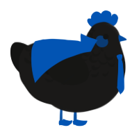 A sable and black chicken with a half-lace pattern