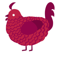 A crimson and maroon chicken with a lace pattern
