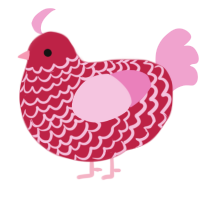 A crimson and pink chicken with a lace pattern