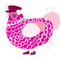 A fuchsia and rose chicken with a lace pattern