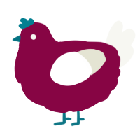 A maroon and white chicken