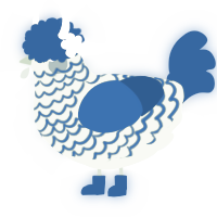 A apple and ultramarine chicken with a lace pattern