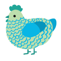 A gluppy and cerulean chicken with a lace pattern