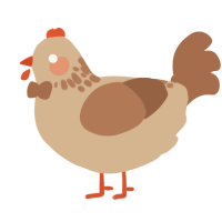 A beige and brown chicken with a neck-speckle pattern