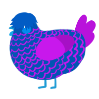 A ultramarine and amethyst chicken with a lace pattern