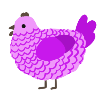 A lavender and amethyst chicken with a lace pattern