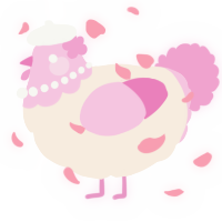 A cream and pink chicken with a head pattern