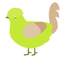 A lime and beige chicken
