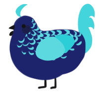A navy and aqua chicken with a half-lace pattern
