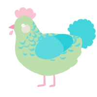 A gluppy and aqua chicken with a half-lace pattern