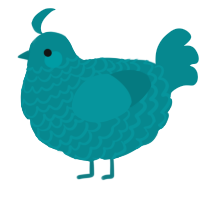 A teal chicken with a lace pattern
