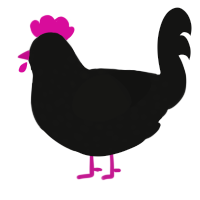 A black chicken with a speckle pattern