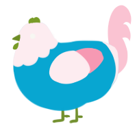 A cerulean and rose chicken with a head pattern