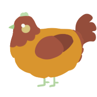 A orange and russet chicken with a head pattern