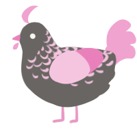A grey and pink chicken with a half-lace pattern