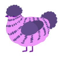 A lavender and overcast chicken with a bar pattern