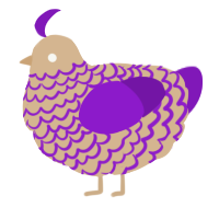 A beige and violet chicken with a lace pattern