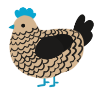 A beige and sable chicken with a lace pattern