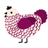 A cream and wine chicken with a lace pattern