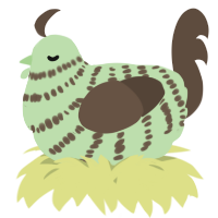A gluppy and bark chicken with a bar pattern