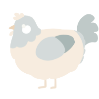 A cream and silver chicken with a head pattern