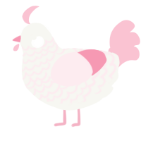 A white and rose chicken with a lace pattern